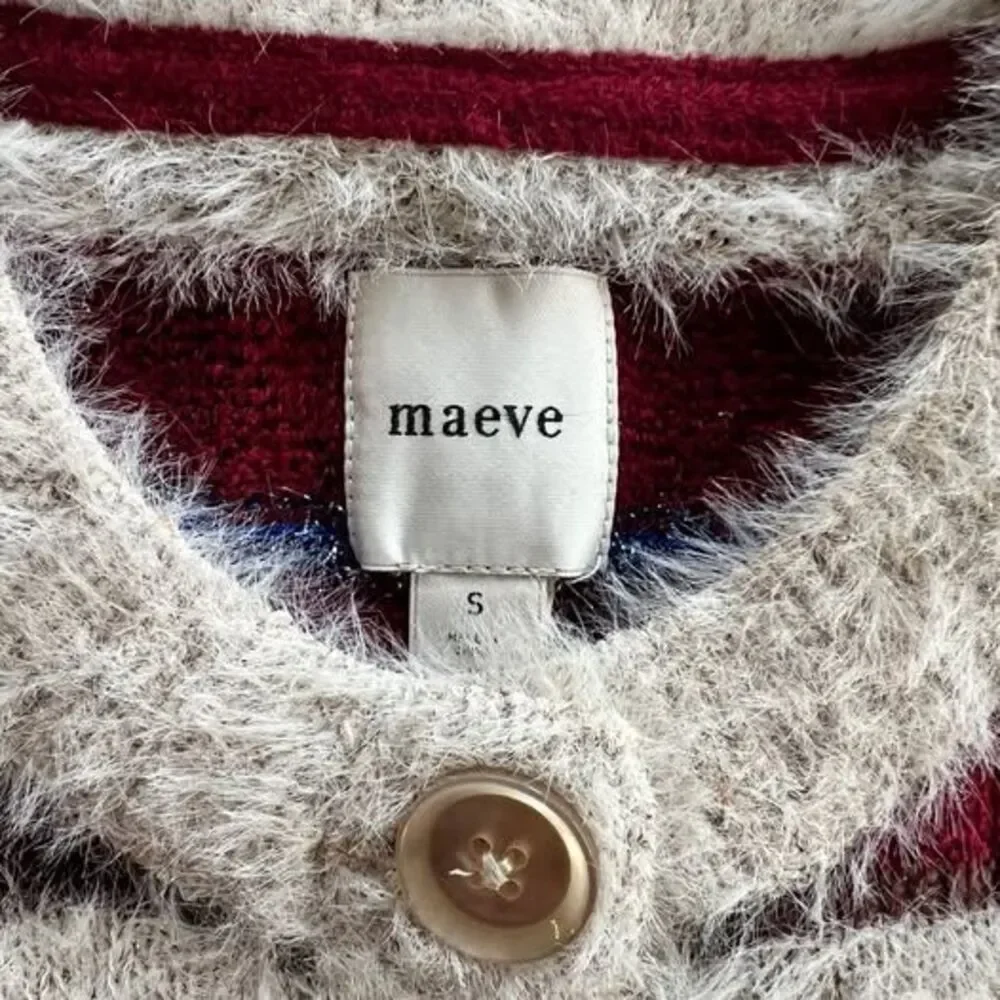 Anthropologie Maeve Short-Sleeve Fuzzy Cardigan Sweater-small